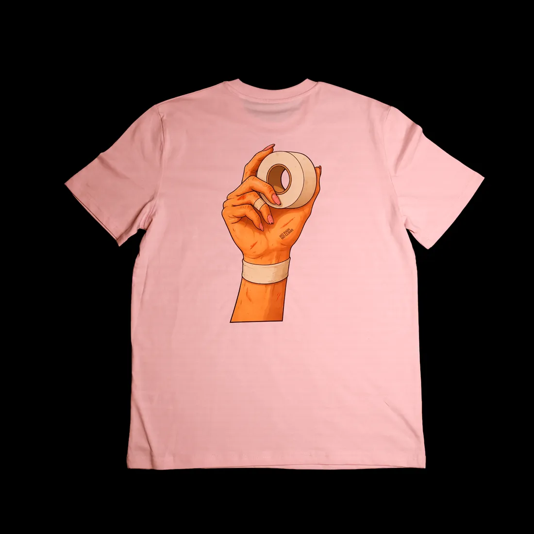 Pink Climb Like A Girl t-shirt, taped-hand back print