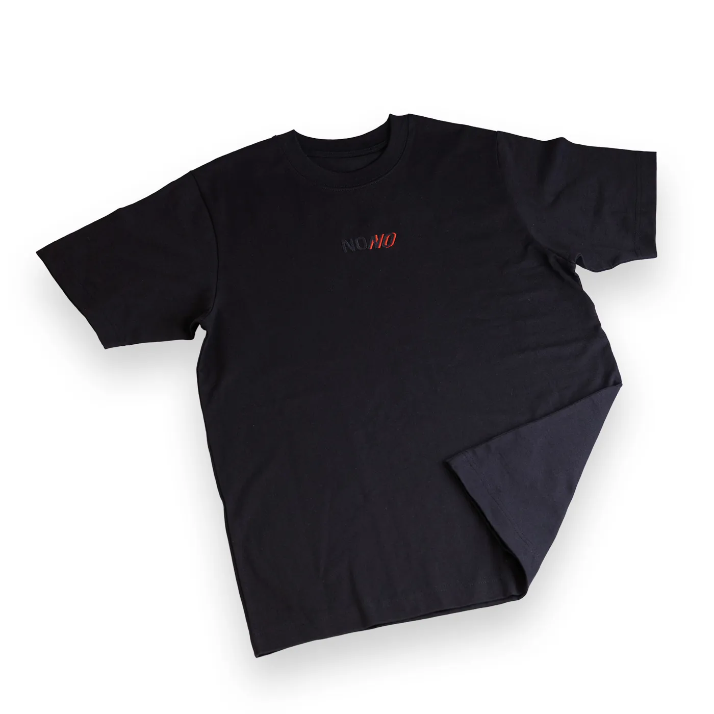 Black NONO Signature T-shirt laid flat